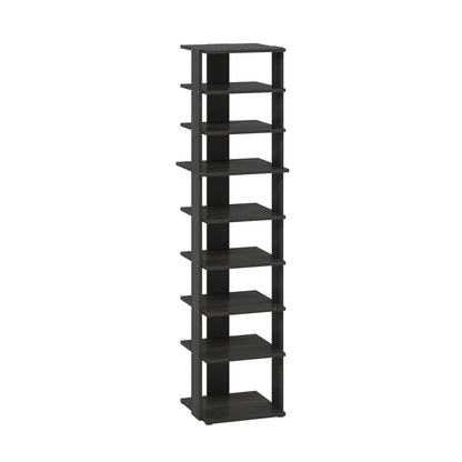 Furinno Compact Vertical Shoe Rack, 9-Tier Narrow Shoe Organizer, Free Standing Shoe Storage, Shoe