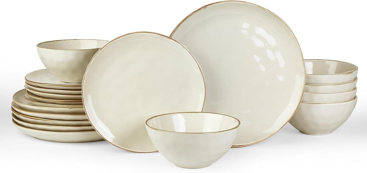 Famiware Ocean Round Plates and Bowls Set, 18 Pieces Dinnerware Sets, Dishes Set for 6, Microwave