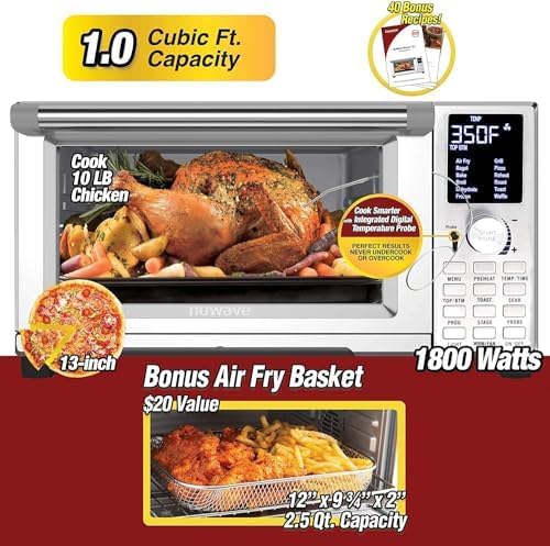 Nuwave Bravo Air Fryer Toaster Smart Oven, 12-in-1 Countertop Convection, 30-QT XL Capacity