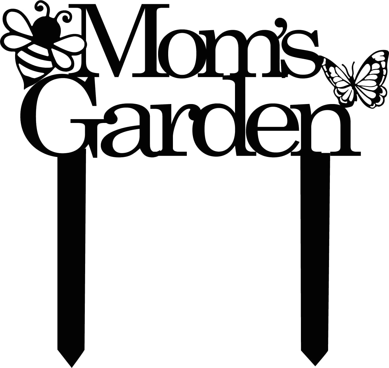 Custom Patio Meta Sign with Stake, Bee and Butterfly Decoration, Farmhouse Yard Art - Personalized