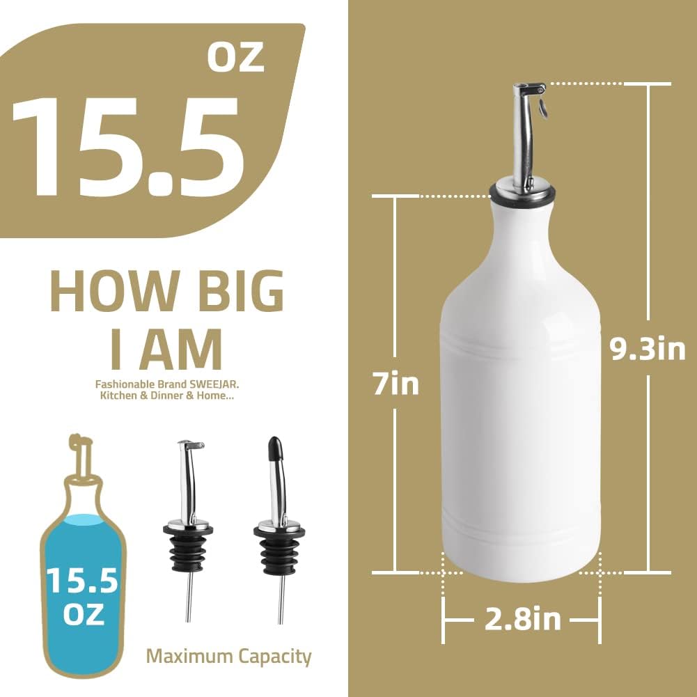 Sweejar Ceramic Olive Oil Dispenser Bottle, Opaque Oil Cruet Protects Oil to Reduce Oxidation