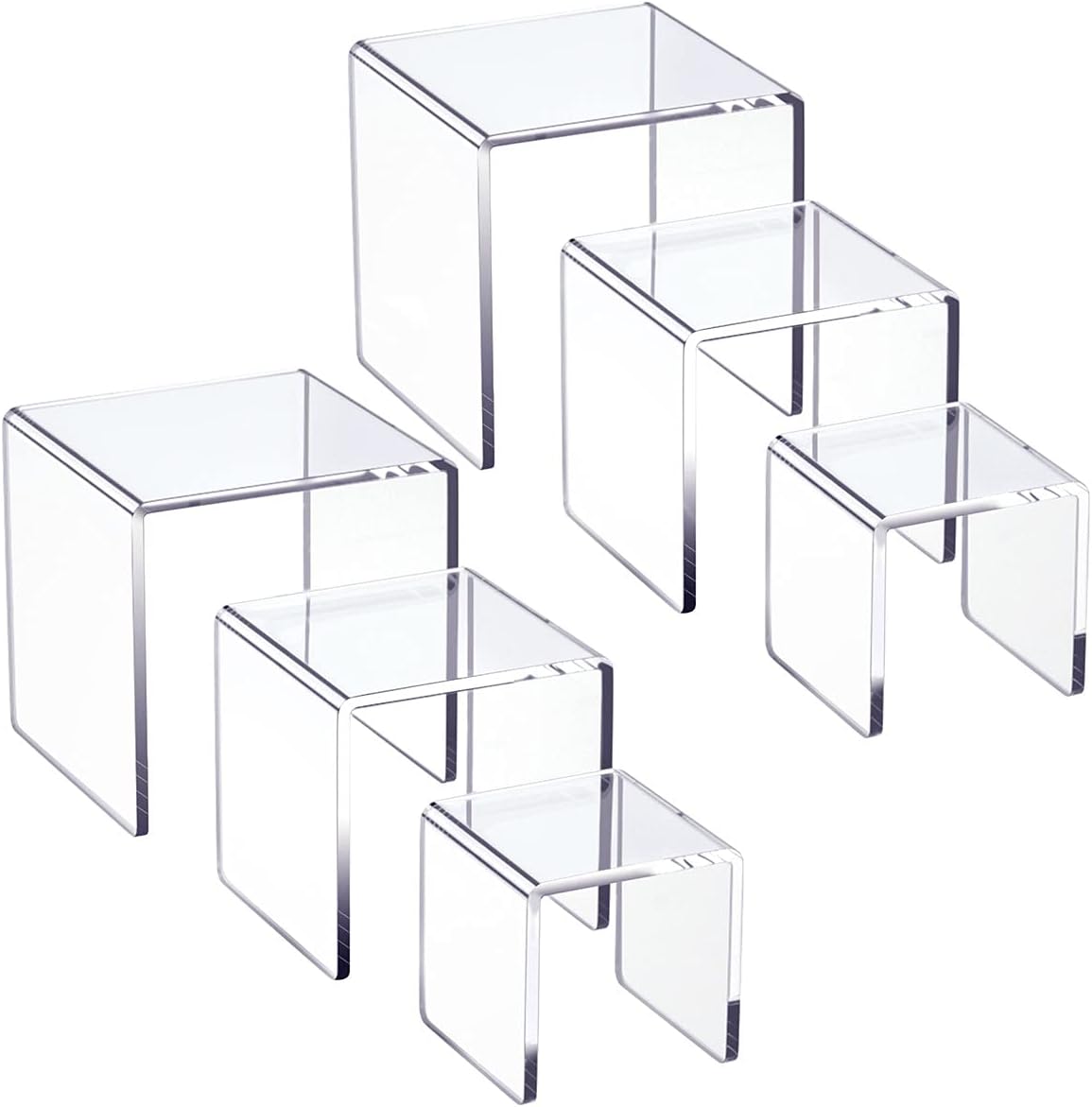 HIIMIEI Clear Acrylic Display Risers 2 Sets, 3-Tier Risers Stands Showcase for Amiibo Funko Pop