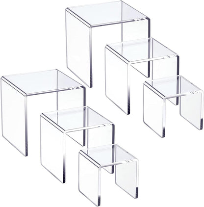 HIIMIEI Clear Acrylic Display Risers 2 Sets, 3-Tier Risers Stands Showcase for Amiibo Funko Pop