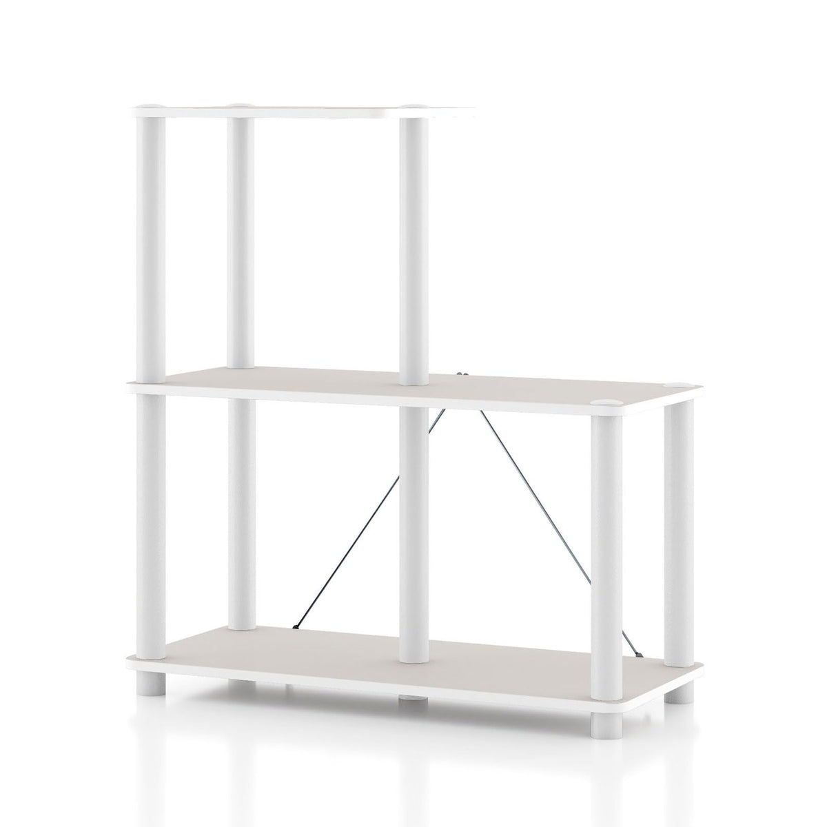 Homes: Inside + Out Apexa Modern 3-Cube Ladder Shelving Units, Collectibles Display Shelves, Easy