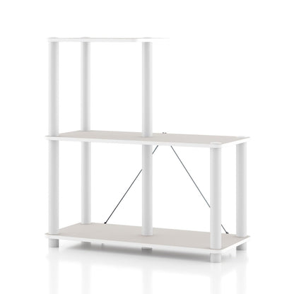 Homes: Inside + Out Apexa Modern 3-Cube Ladder Shelving Units, Collectibles Display Shelves, Easy