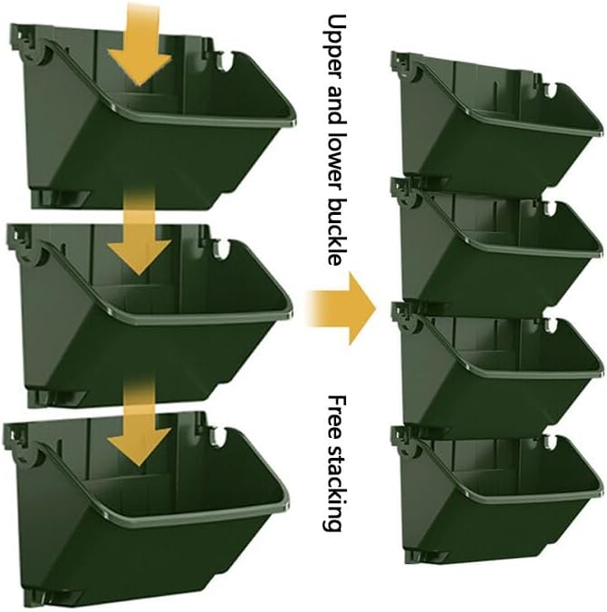 Self-Watering Wall Mounted Planter Set of 4, Indoor and Outdoor Vertical Planter, Stackable Wall
