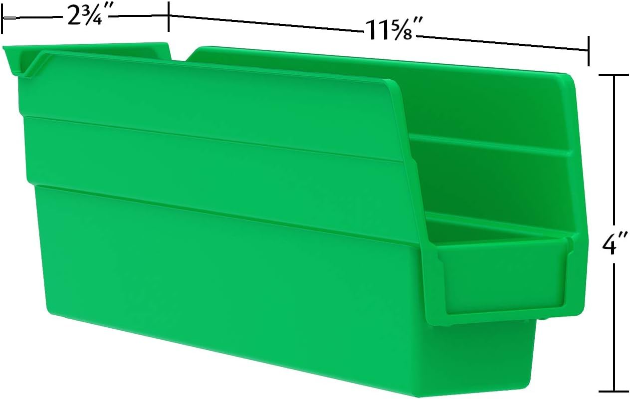 Akro-Mils 30110 Heavy Duty Plastic Shelf Bins, 12"x 3"x 4", Yellow, 24-Pack
