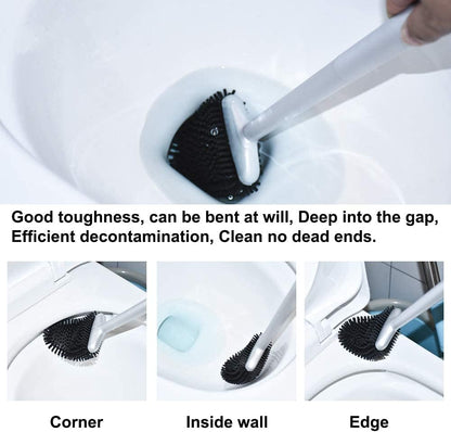 Sellemer Toilet Brush and Holder Set for Bathroom, Flexible Toilet Bowl Brush Head with Silicone