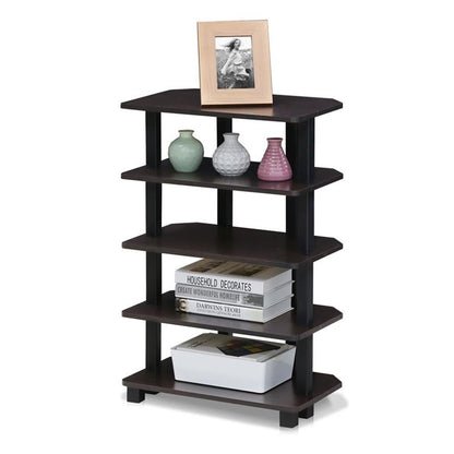 Furinno Turn-N-Tube Storage Shelves, 5-Tier Book Shelf, Corner Shelf, Toolless Open Shelves, for