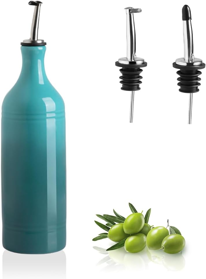 Sweejar Large Ceramic Olive Oil Dispenser Bottle, Opaque Oil Cruet Protects Oil to Reduce