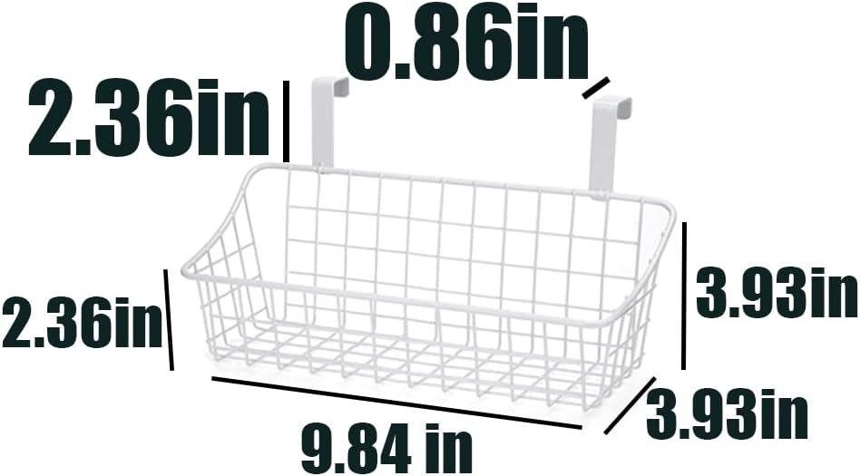 LeleCAT White Basket with hook Grid Storage Basket,Hang it behind a door or on a railing,Over the