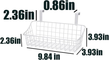 LeleCAT White Basket with hook Grid Storage Basket,Hang it behind a door or on a railing,Over the