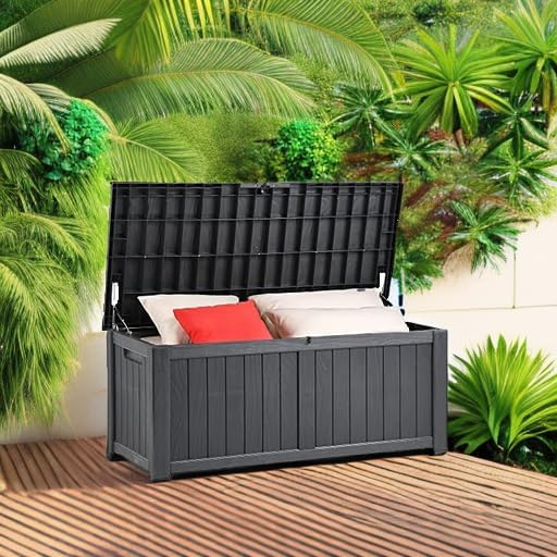 YITAHOME 120 Gallon Outdoor Storage Deck Box, Large Resin Patio Storage for Outdoor Pillows, Garden