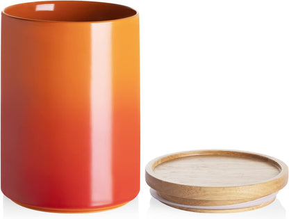 Sweejar Ceramic Food Storage Jar, Stackable Kitchen Canisters, Containers with Airtight Seal Wooden