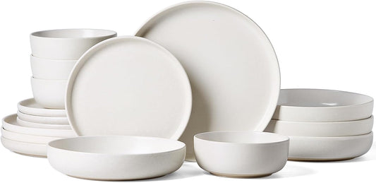 Famiware Milkyway Stoneware Dinnerware Sets with Pasta Bowls, Service for 4 (16 Pieces), Reactive