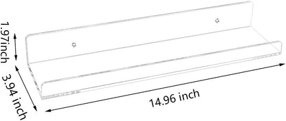 Weiai Clear Acrylic Shelf 15" Invisible Floating Wall Ledge Bookshelf, Kids Book Display Shelves
