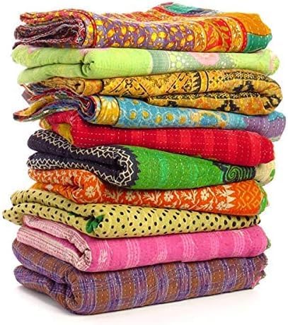 Wholesale Mix lot Tribal Kantha Quilts Reversible Vintage Cotton Bedspread Sari Throw Old Assorted