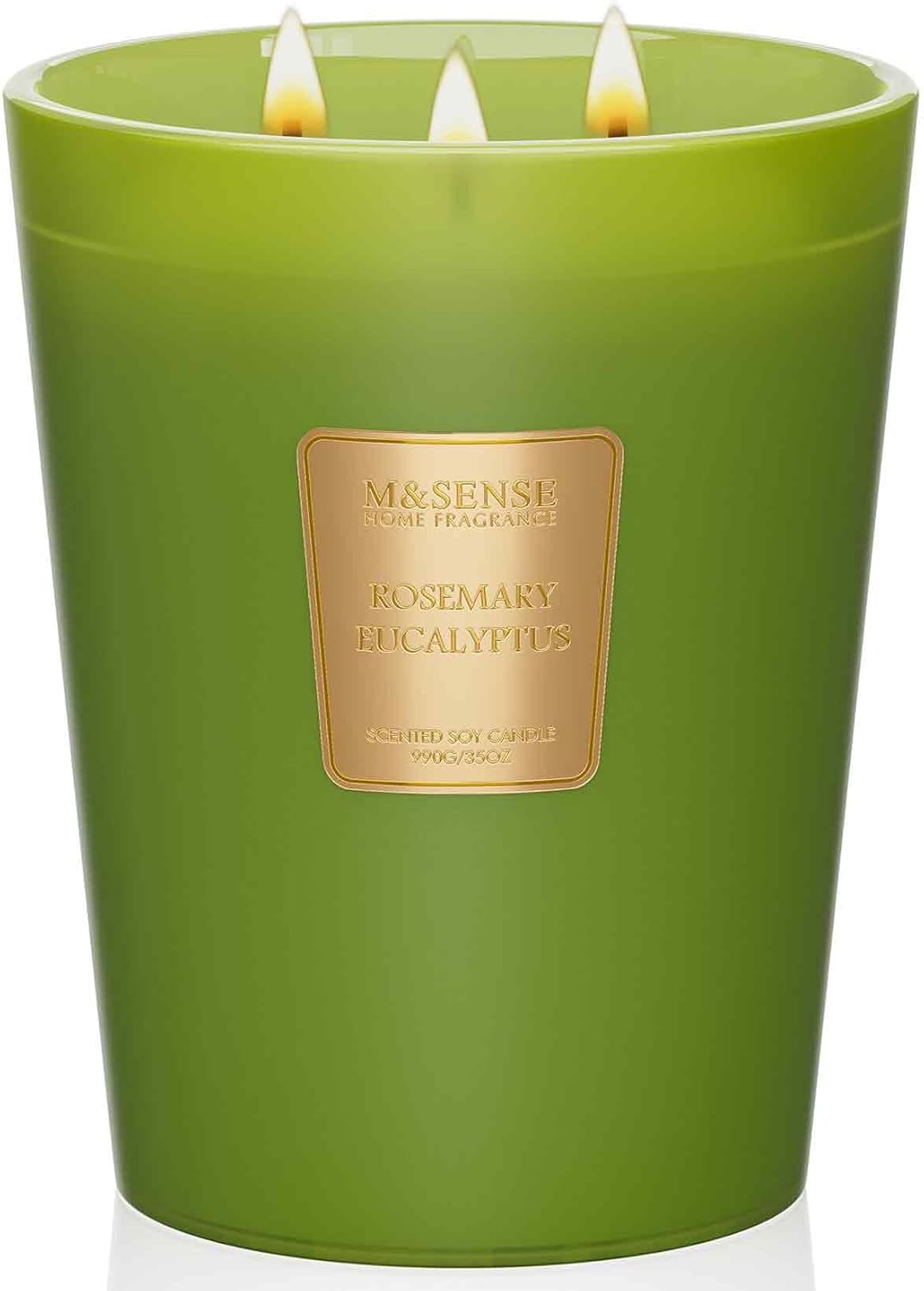 M&SENSE Rosemary Eucalyptus Scented Candle 35oz 150H Burn Time Long Lasting, 3-Wick Natural