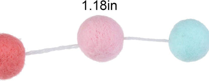CCINEE 9.8 Feet Felt Ball Garland Pink Pom Poms Balls Strings (24Pieces Bulk) Handmade 4 Colors
