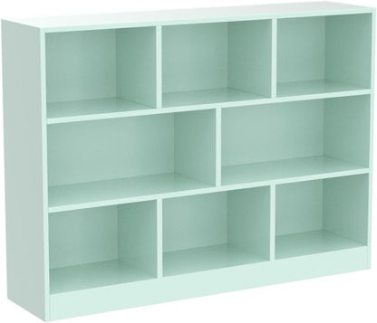 IOTXY Open Shelf Low Bookcase - Wooden 3-Tier Floor Standing Display Cabinet Organizer with Base, 8
