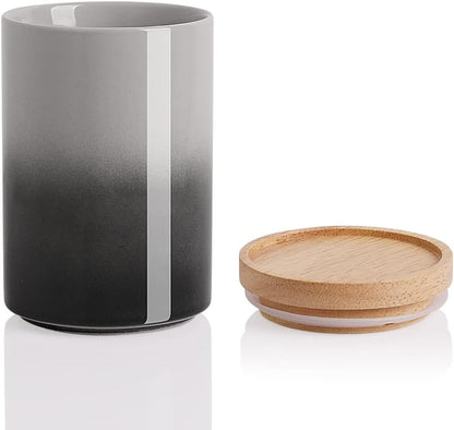 Sweejar Ceramic Food Storage Jar, Stackable Kitchen Canisters, Containers with Airtight Seal Wooden