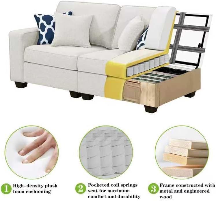 L Lengend Vansen Modular Sectional Sofa U Shaped Couch with Ottoman Modern Reversible Corner