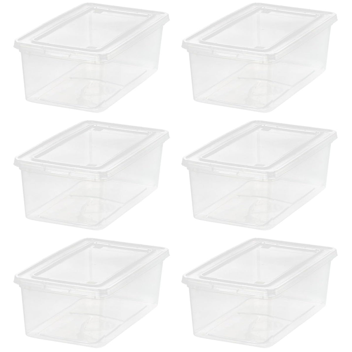 IRIS USA 6-Pack 6 Qt Storage Bins with Lids, Clear, Stackable
