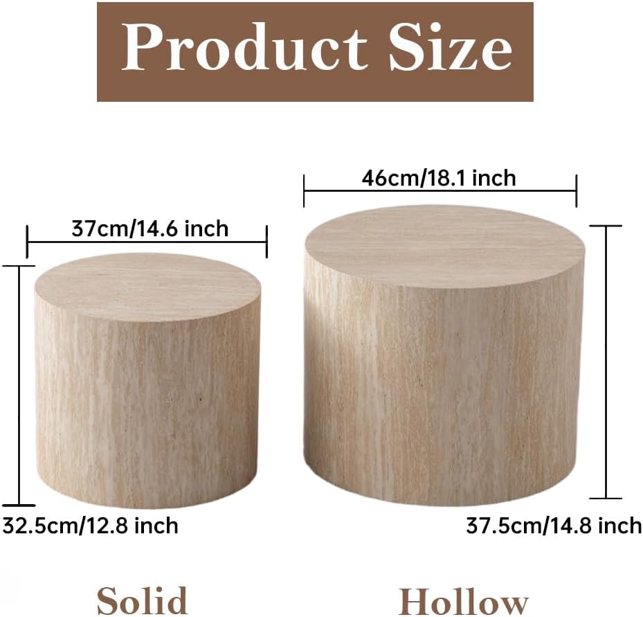 Round Nesting Coffee Table Set of 2 Modern Round Fluted Coffee Table Small Circle Coffee Tables
