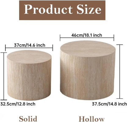 Round Nesting Coffee Table Set of 2 Modern Round Fluted Coffee Table Small Circle Coffee Tables