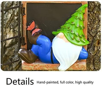 Whimsical Fairy Garden Gnome Statue, Tree Faces Decor Outdoor -5.9 Inch, Funny Garden Tree