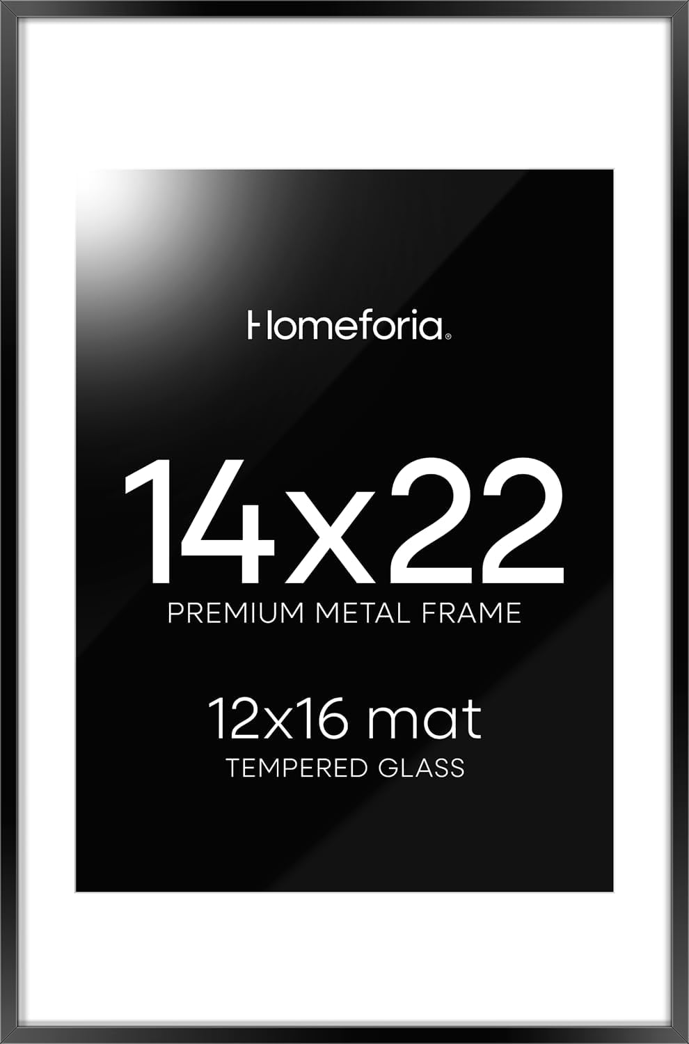 Homeforia 14x22 Picture Frame Black, High End Metal 14 x 22 Poster Frames with Mat 12 x 16 for