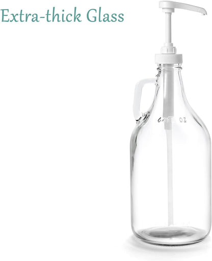 Glass Laundry Detergent Dispenser with Pump, 64OZ Liquid Laundry Soap Dispenser, Fabric Softener