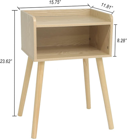 MaxSmeo Nightstand, Mid Century Modern Side Table Bedroom with Storage, Small End Bedside Table