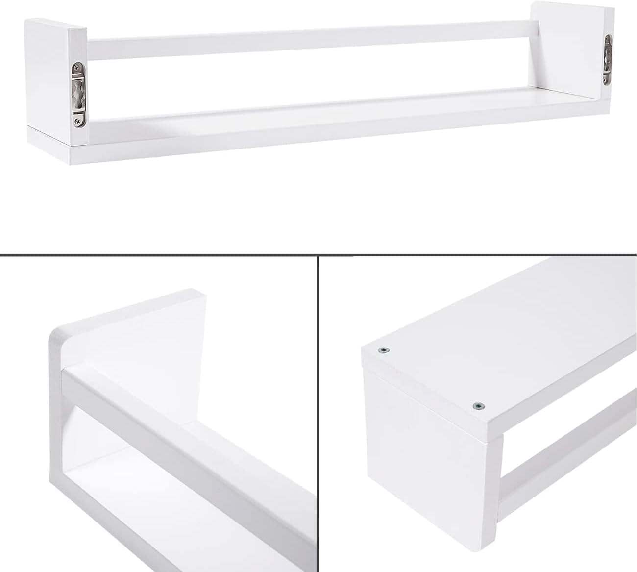 AZSKY Nursery Bookshelves White, 24 Inch Floating Bookshelves for Wall Set of 3, Baby Kids Decor