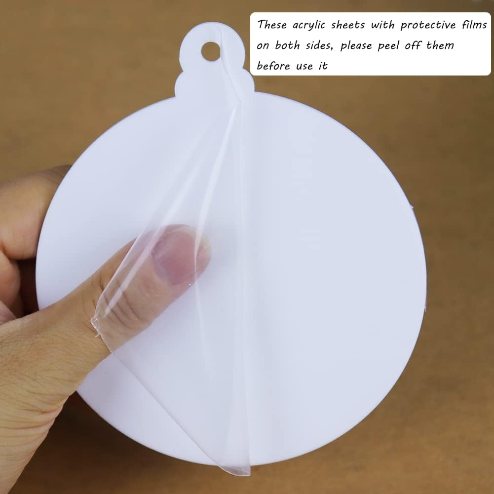 20pcs 4 Inch White Acrylic Christmas Ornaments Blanks - Unfinished Round Acrylic Ornaments for DIY