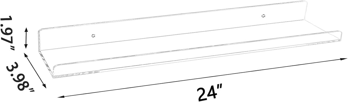 Weiai Clear Acrylic Floating Shelves 24 inches, Wall Bookshelf for Kids, Transparent Book Shelf