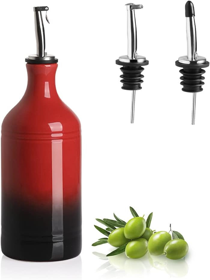 Sweejar Ceramic Olive Oil Dispenser Bottle, Opaque Oil Cruet Protects Oil to Reduce Oxidation