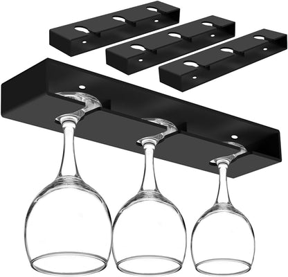 4Pack Wine Glass Holder Under Cabinet Shelf,Plastic Wine Glass Rack Stemware Drying Storage Hanger