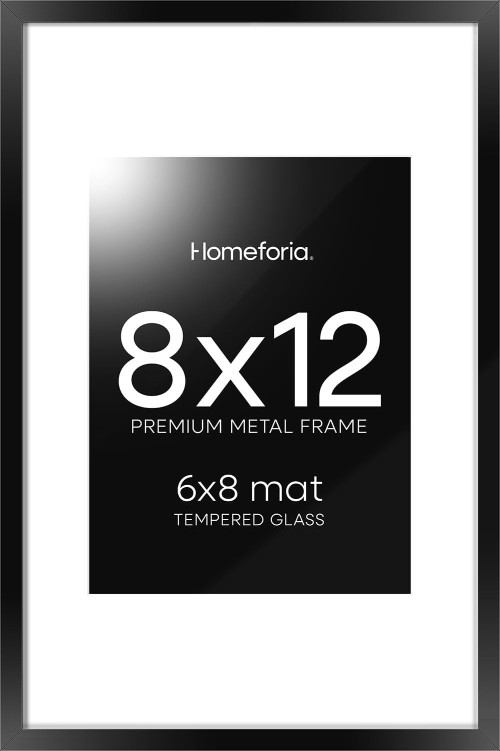 Homeforia 8x12 Picture Frame Black, High End Metal 8 x 12 Poster Frames with Mat 6 by 8 for Photo