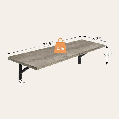 DINZI LVJ Long Shelf, 31.5 Inch Large Wall Mounted Shelves Set of 2, Easy-to-Install, Display