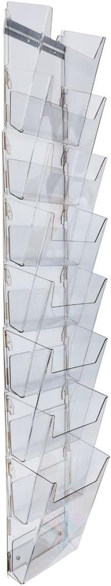Displays2go Hanging Literature Rack with 8 Tiered Pockets for 8.5x11 Magazines, Wall Mounting