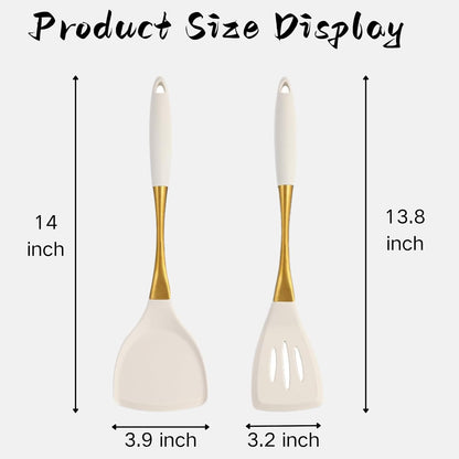 Heat-Resistant Silicone Kitchen Spatula Set – Non-Toxic Cooking Utensils with Solid & Slotted