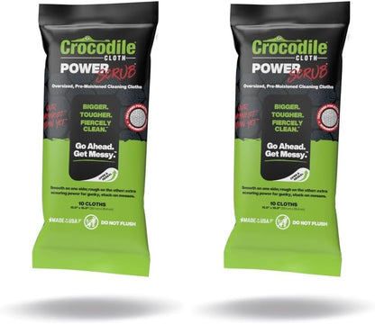 Crocodile Cloth PowerScrub - 10 Dual Surfaced Cloths, 10in X 15in. Large, Moist, Absorbent and