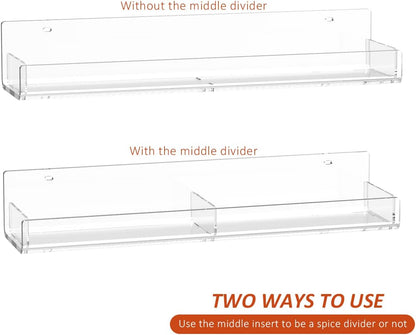 Acrylic Wall Spice Rack Organizer, Seasoning Rack Shelf Organizer, Clear Wall Mounted Spice Rack