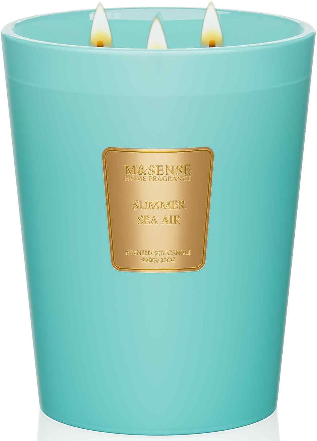 M&SENSE Summer Sea Air Scented Candle, 35 OZ Extra Large 3 Wick Natural Soy Wax Candles 150 Hours