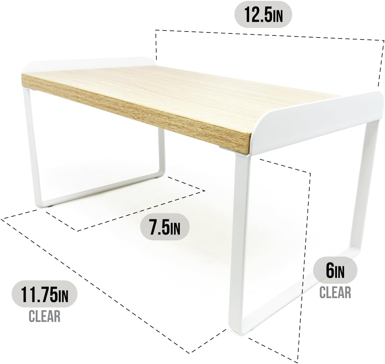 Mitus Shelf Organizer and Storage, Tiered Wood Cabinet Rack for The Kitchen Counter, Bathroom