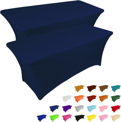 IVAPUPU 2 Pack 4FT Table Cloth for Rectangular Fitted Events Stretch Jean Blue Table Covers
