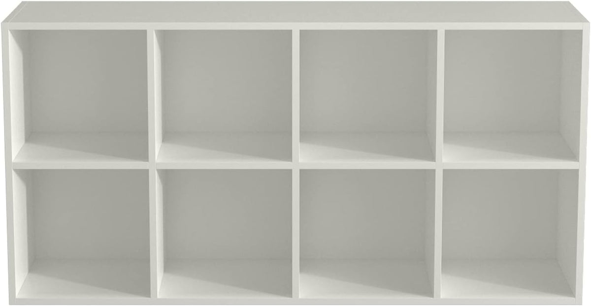 8-Cube Storage Shelf Bookcase - Wooden 4-Tier Floor Standing Open Bookshelf, Modern TV Stand up to