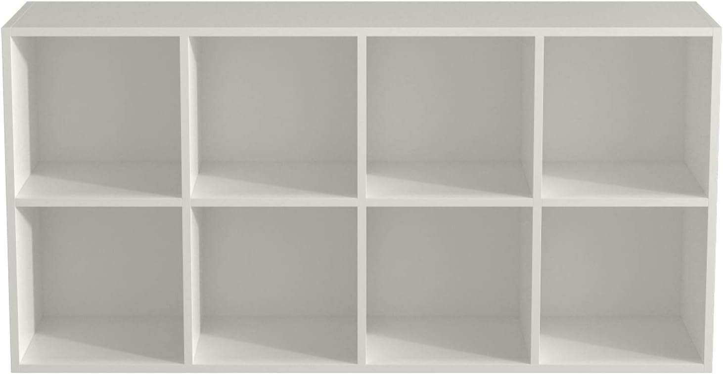 8-Cube Storage Shelf Bookcase - Wooden 4-Tier Floor Standing Open Bookshelf, Modern TV Stand up to