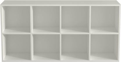 8-Cube Storage Shelf Bookcase - Wooden 4-Tier Floor Standing Open Bookshelf, Modern TV Stand up to